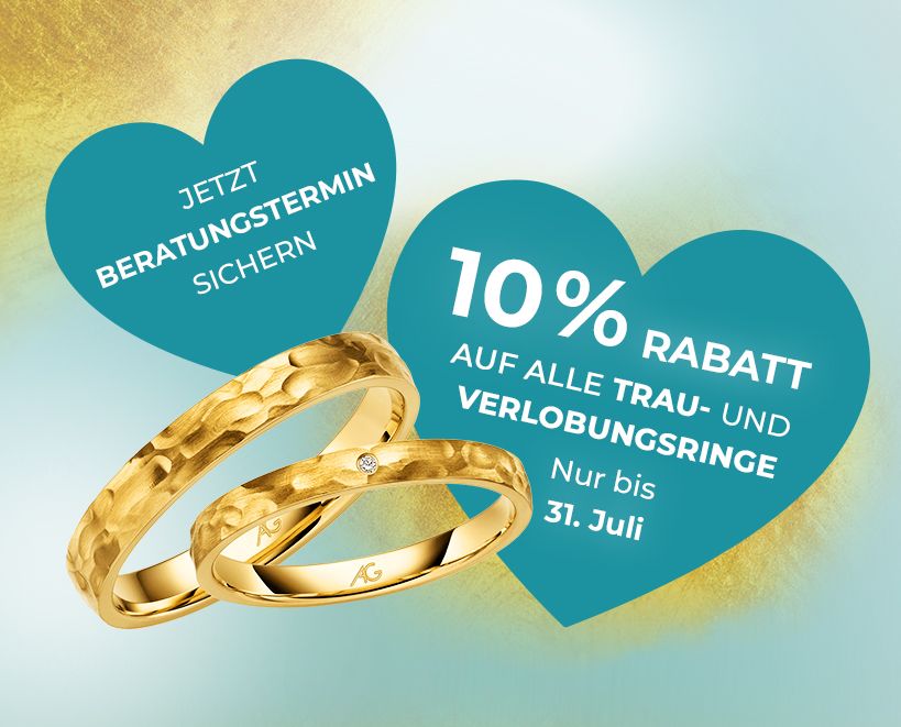 Juwelier Roth Trauring Aktion 10% Rabatt auf alle Trau- und Verlobungsringe Nur bis 31.Juli